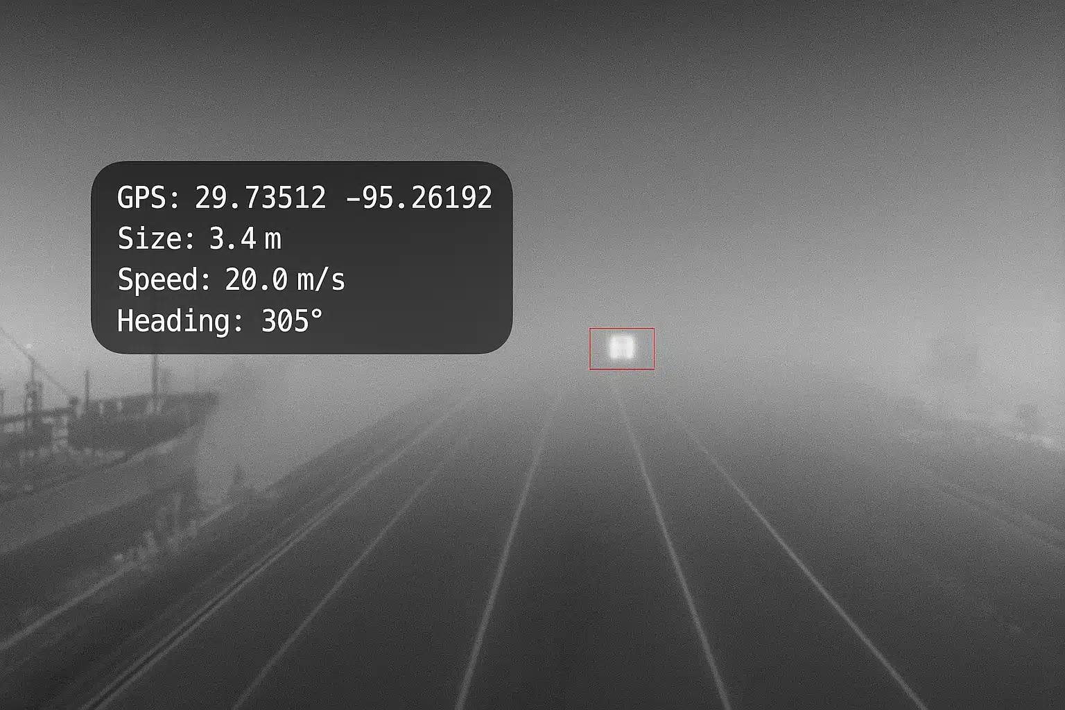 technology-geo-2x3-1 SightLogix thermal camera detecting vehicle speed and position on a foggy road