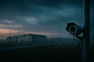 SightLogix security camera monitors perimeter in rainy conditions